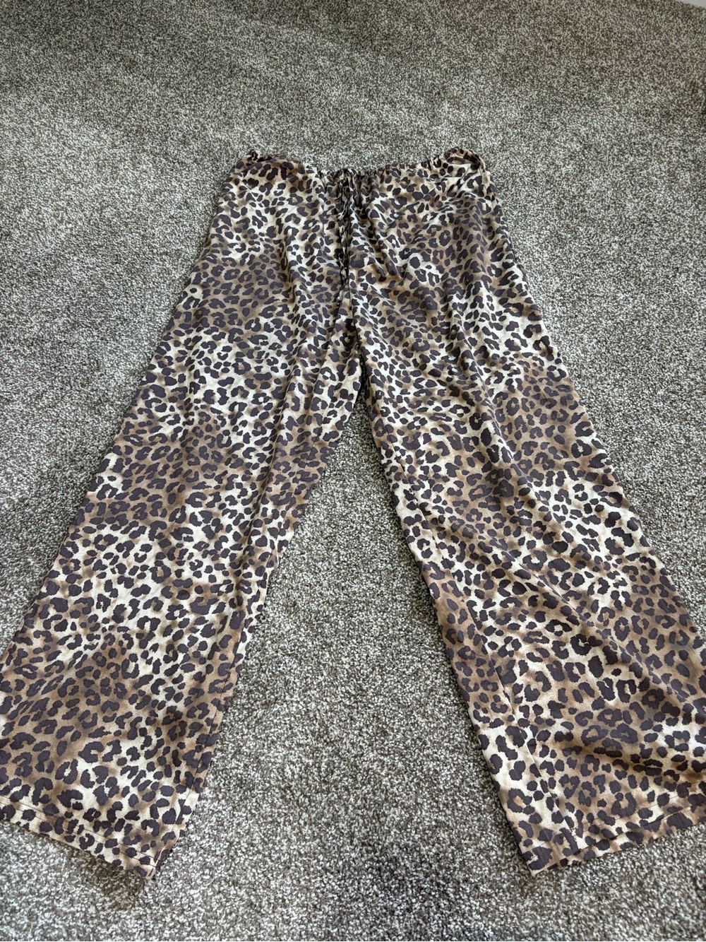 American Eagle Outfitters Leopard Print Wide Leg Pants - Brown & Black